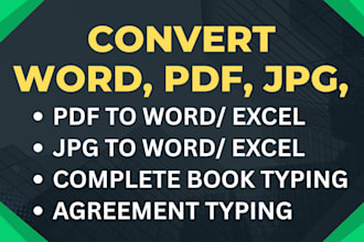 type and convert pdf to excel, csv and pdf to word perfectly