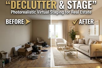 declutter and design photorealistic virtual staging for homes and real estate