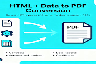 convert HTML or figma to PDF with excel data merge
