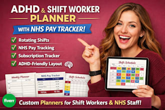 adhd planner rotating shedule planner subscription tracker shift workers nhs pay