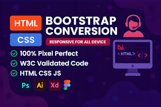 convert figma to html, xd to html, psd to html css bootstrap