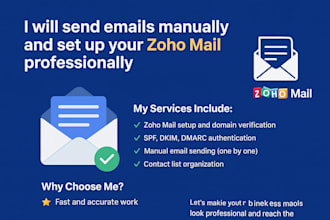 setup zoho mail, fix spf dkim dmarc,  send emails manually