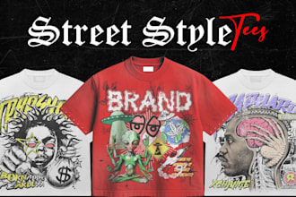 design custom streetwear t shirt with trendy and urban illustration