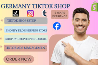 setup german ecommerce store, tiktok shop, ads manager, shopify integration