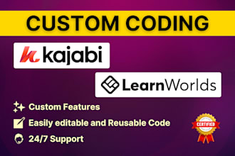 custom code in kajabi, learnworlds