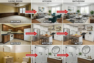 create realistic virtual staging, renovation to boost airbnb and property appeal