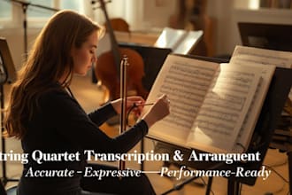 transcribe and arrange string quartet sheet music for performance