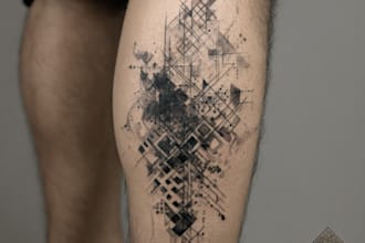 custom a geometric realism in black and grey tattoo design