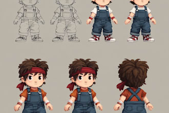 design and animate 2d game asset character sprite sheet for your game