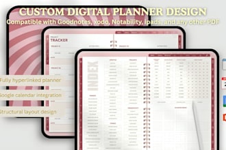 etsy digital planner, hyperlinked planner, etsy digital product, digital journal