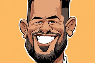 draw sports cartoon with big head or caricature style