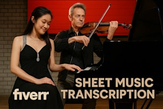 transcribe any piano audio midi to sheet music, lead sheets or satb vocal score