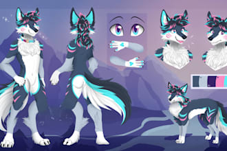 draw furry reference sheet, furry art, sfw anthro art fursona oc reference sheet