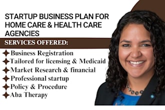 write comprehensive startup business plan for home care, aba therapy, group home