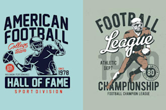 make retro sport football player and rugby team logo
