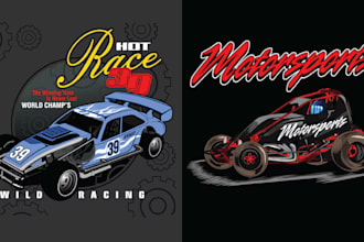 do vector illustration with racing classic car logo design
