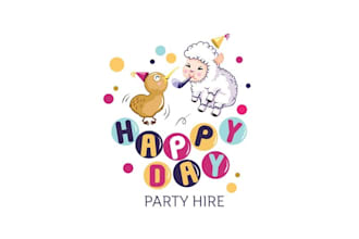 design beautiful kids party rental business logo
