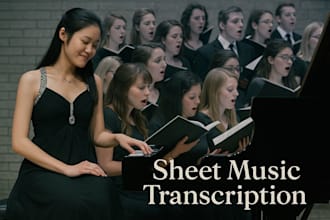 transcribe jazz piano solo into sheet music, vocal strings quartet satb choir