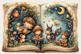 illustrate children story book illustration, children story