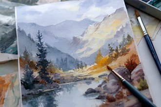 hand paint a watercolor or acrylic landscape