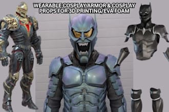 create 3d wearable cosplay armor cosplay 3d mask model, cosplay helmets 3d print