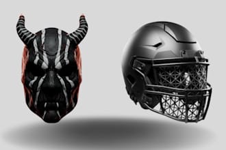 3d head burst, armor pepakura model helmet, 3d cosplay oni mask, model 3d helmet