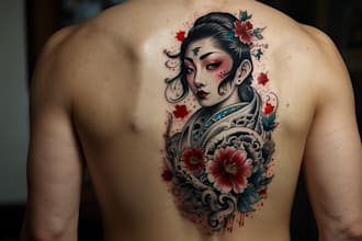 making a tattoo design in japanese style