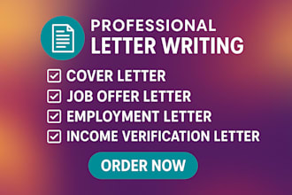 write a professional cover, job offer, or employment verification letter