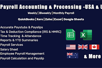 do payroll accounting and processing in quickbooks xero zoho  excel goolesheets