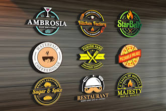 design restaurant, pizza, bbq, food logo, food truck and menu design