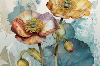 paint watercolor flowers and botanical illustrations