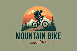 design realistic mountain bike sport logo with unlimited revision