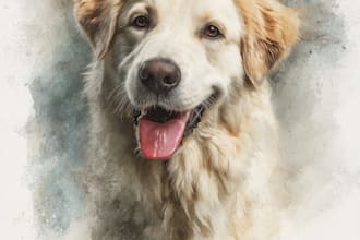 draw pet portrait illustration watercolor style
