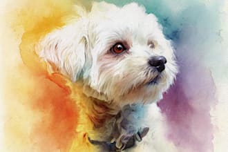 draw a rainbow watercolor portrait of your pet