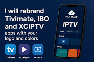 rebrand tivimate, ibo, and xciptv apps with your logo and colors