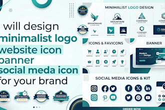 design minimalist logo icon website icon banner social media icon for your brand