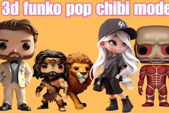 design 3d cartoon doll, stl 3d funko pop model, chibi vinyl toy figures printing