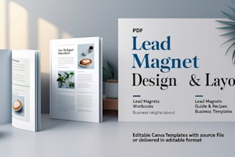 pdf lead magnet design, ebook design, and workbook layout for businesses