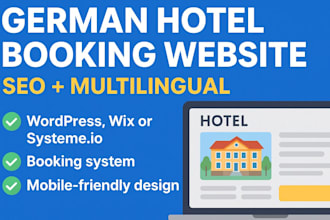german hotel booking website on wordpress wix systeme io seo and multilingual