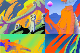 illustrate a surreal landscape or science fiction
