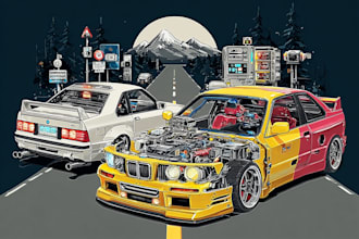create amazing detailed illustration of your cars and vehicles