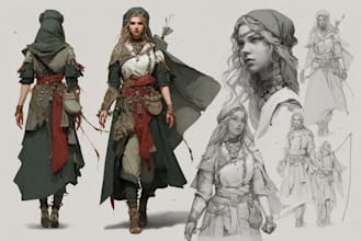 draw a fantasy character design illustrate and fantasy