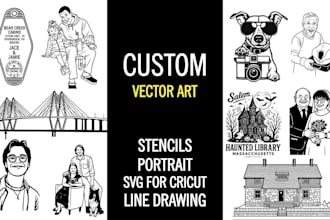 draw clean vector line art, silhouette, or stencil illustration in 12 hours
