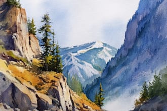 paint landscapes in watercolor