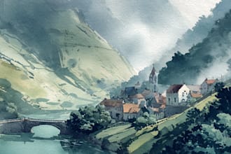 hand paint a watercolor or acrylic landscape