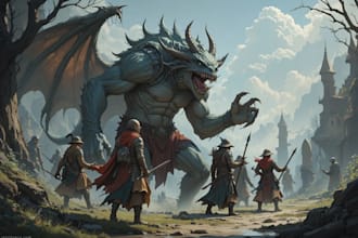 design dnd party fantasy and scifi or game character
