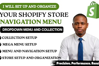 set up and organize your shopify store, navigation menu and drop down menu