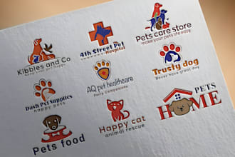 do custom animal, dog training, cat, dog, horse, pet and veterinary logo design