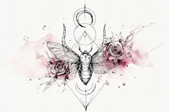 design traditional line art minimalist tattoo flash for you