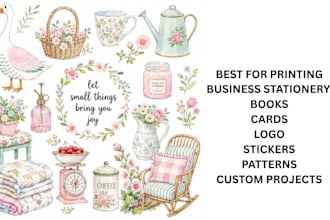 draw cozy cottagecore scenes, flowers, and woodland animals